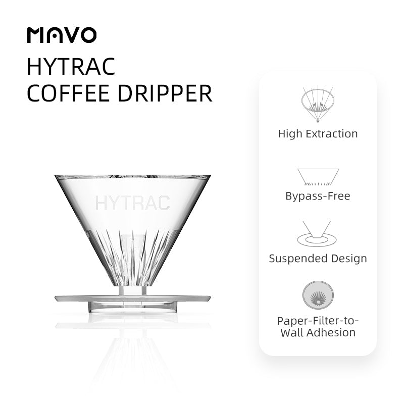 MAVO Hytrac pour over dripper, şeffaf Tritan gövde