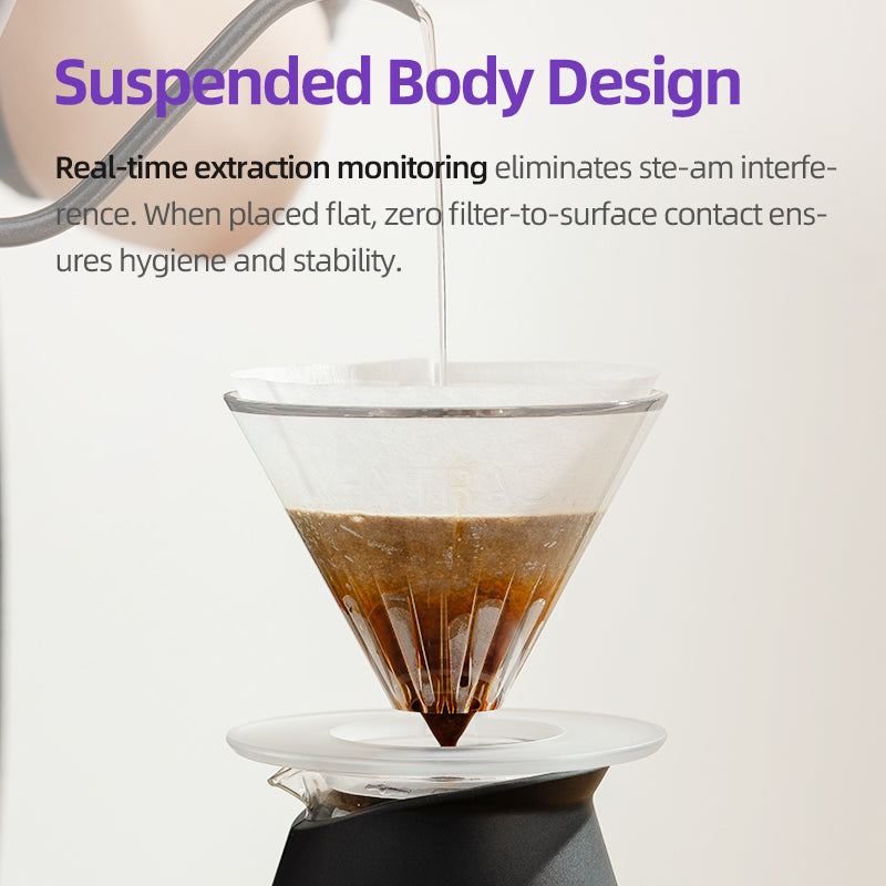 MAVO Hytrac pour over dripper, şeffaf Tritan gövde