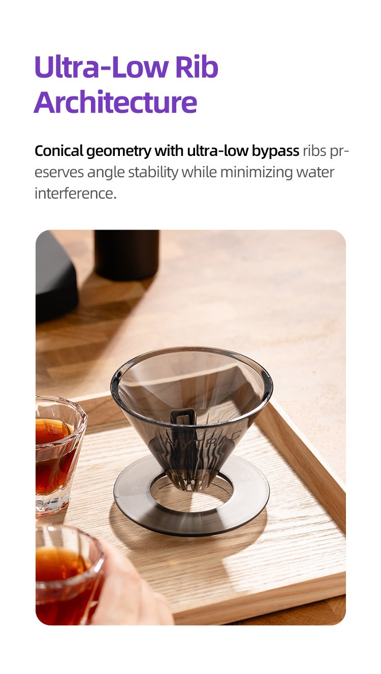 MAVO Hytrac pour over dripper, şeffaf Tritan gövde